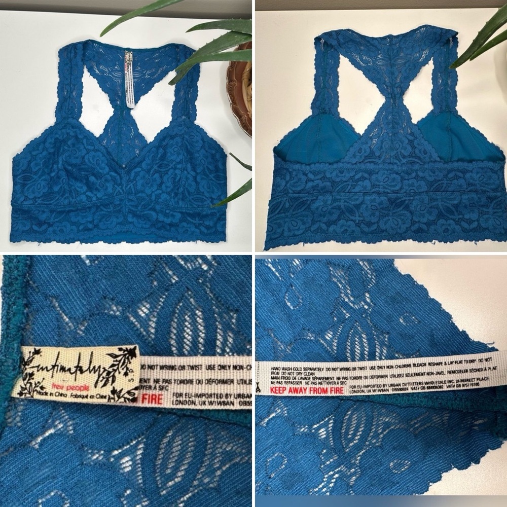 Free People Lace Bralette Set — Teal Racerback + Navy Halter | S + M - Picture 4 of 8